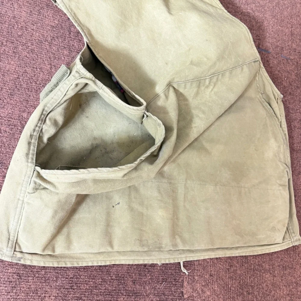 Vintage Cumberland Hunting Vest Tan Canvas Plaid Lined Shell Loops Game Bag B-
